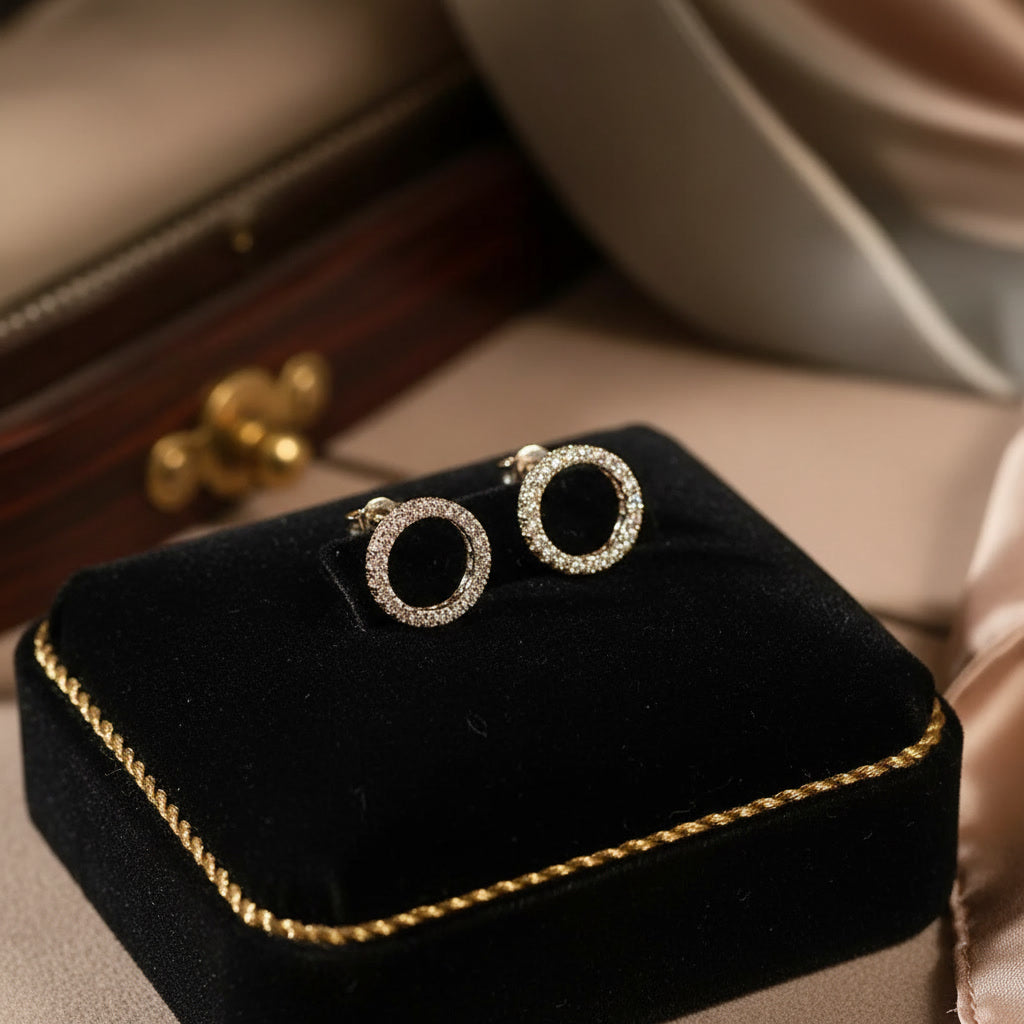 Gold Crystal Circle Pendant Necklace
