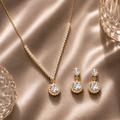 Zircon necklace and earrings set - a simple yet luxurious piece with a touch of sophistication and high-end appeal.