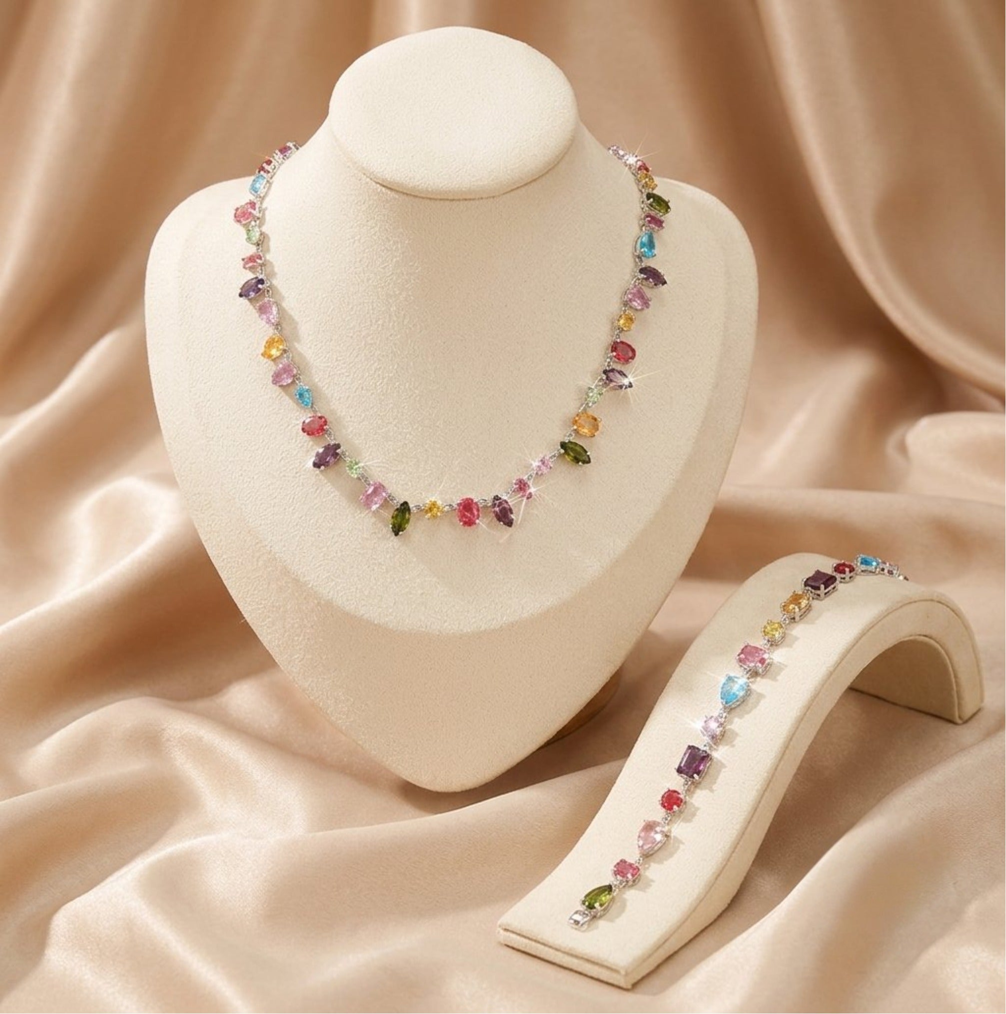 Crystal Clavicle Necklace & Bracelet Set