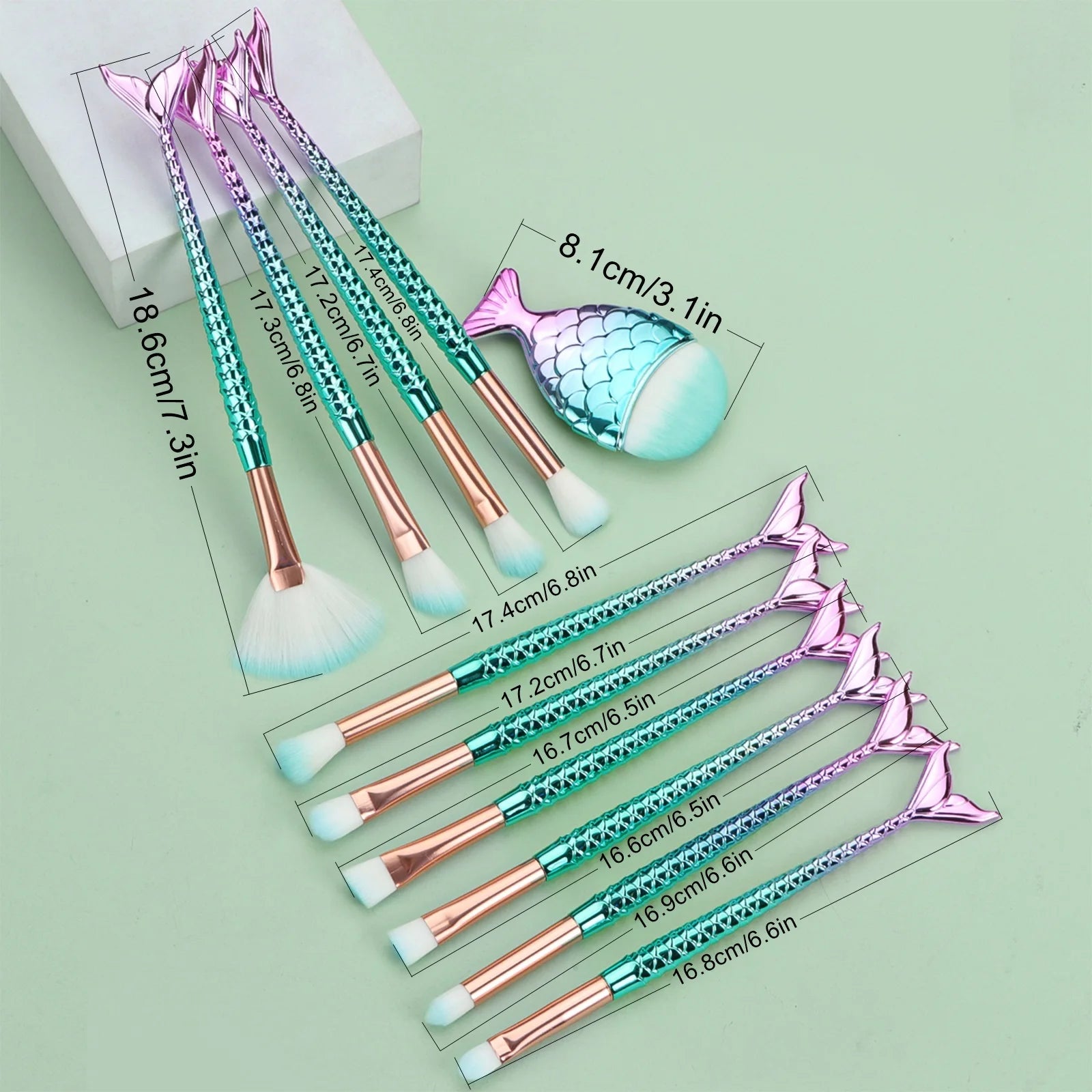 Mermaid Makeup Brush Set (11 pcs)