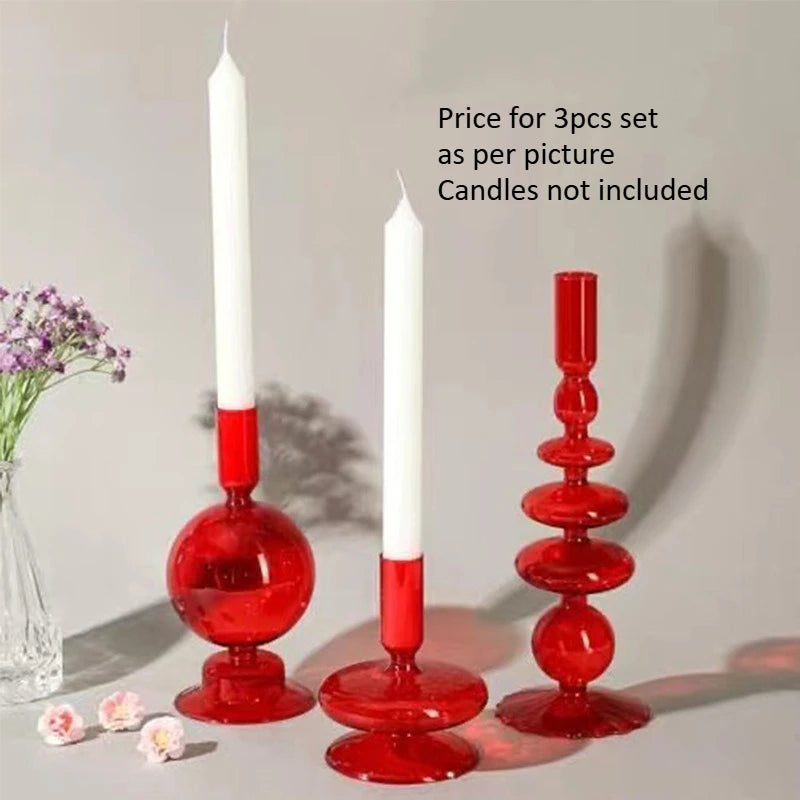 Colored Glass Candle Holders (3-Set)