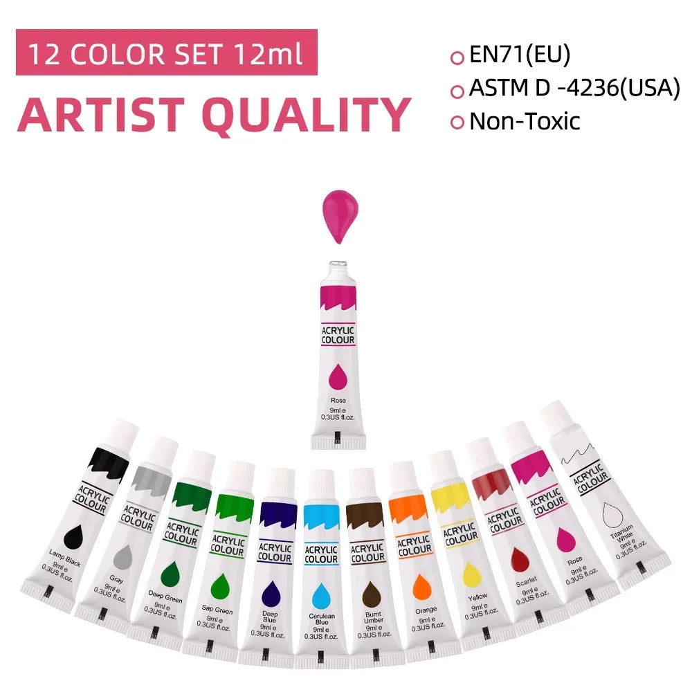 12-Color Acrylic Paint Set