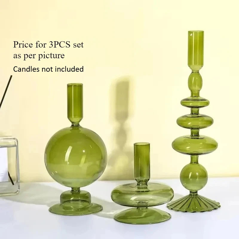 Colored Glass Candle Holders (3-Set)
