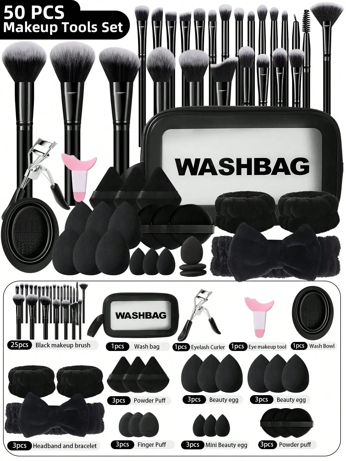 50-Piece Makeup Kit with Bag