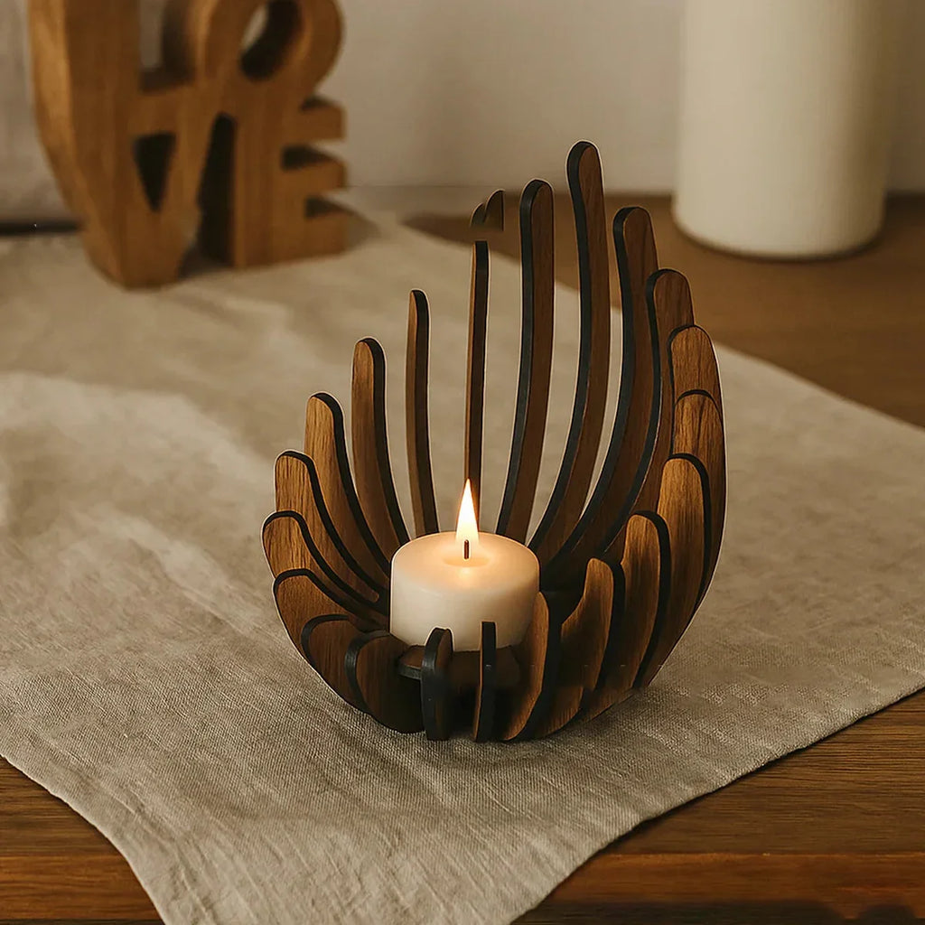 Wooden Lotus Tea Light Holder
