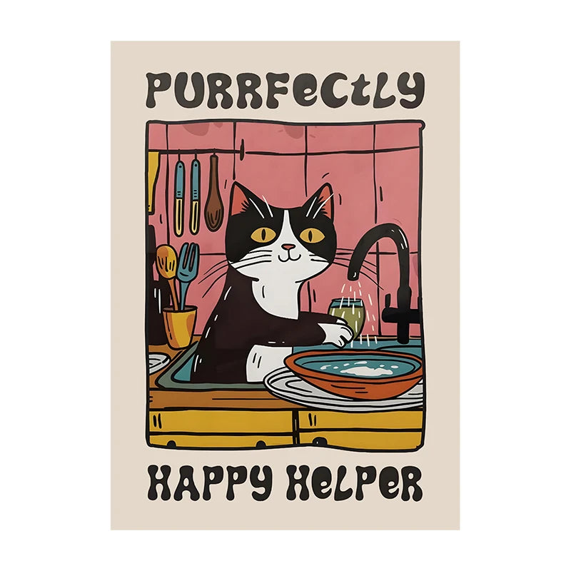Cat Chef Kitchen Canvas Art
