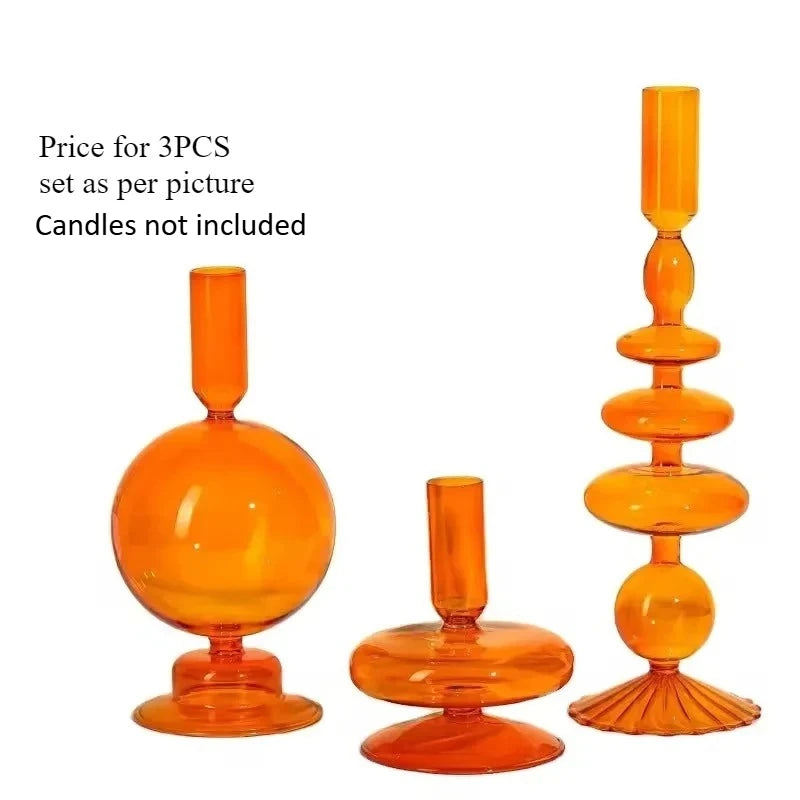 Colored Glass Candle Holders (3-Set)