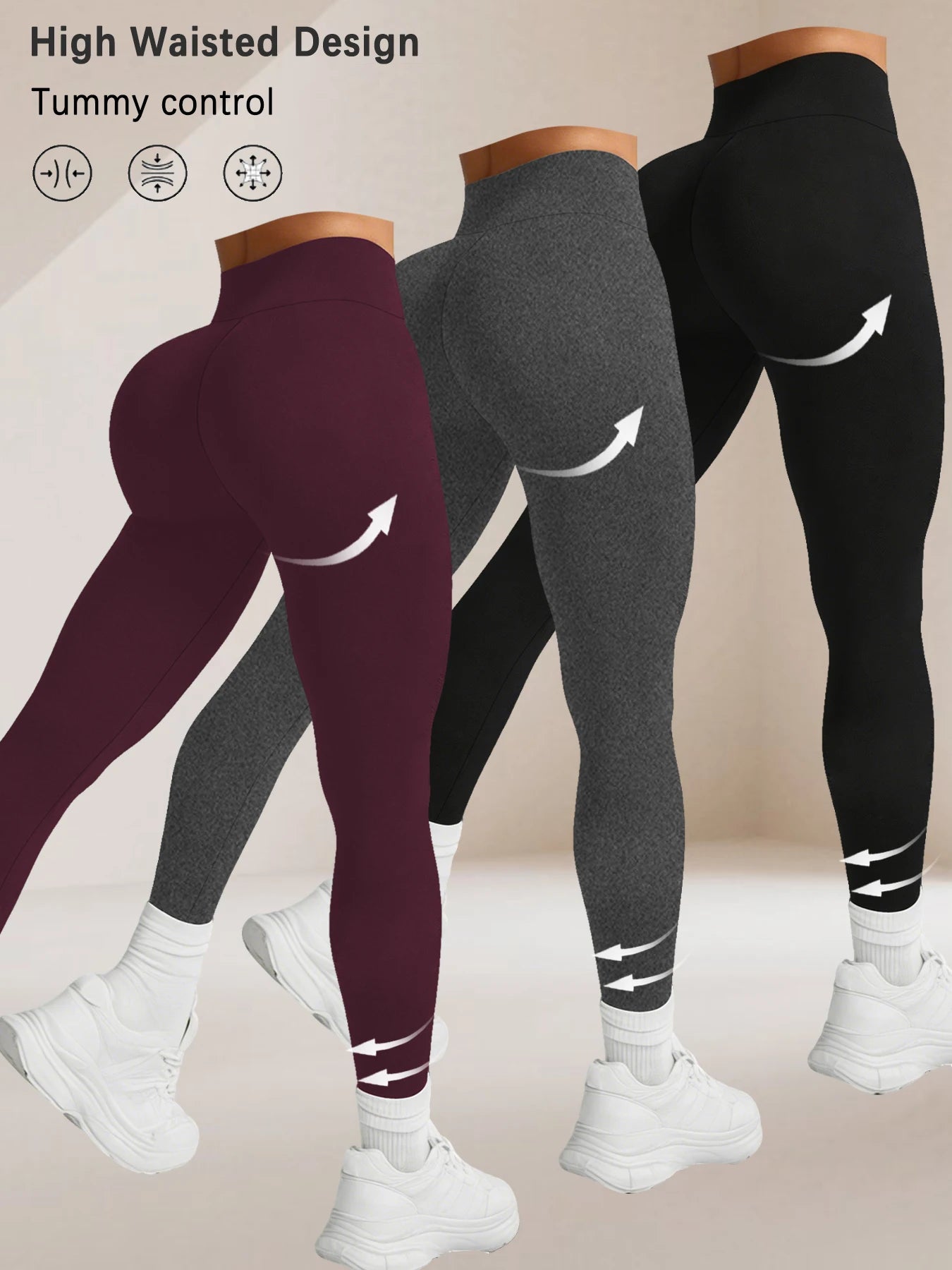 High-Waist Tummy-Control Leggings (3-Pack)