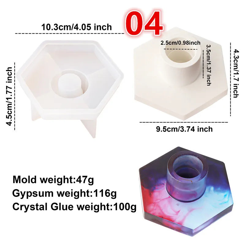 Hexagonal Candlestick Silicone Mold
