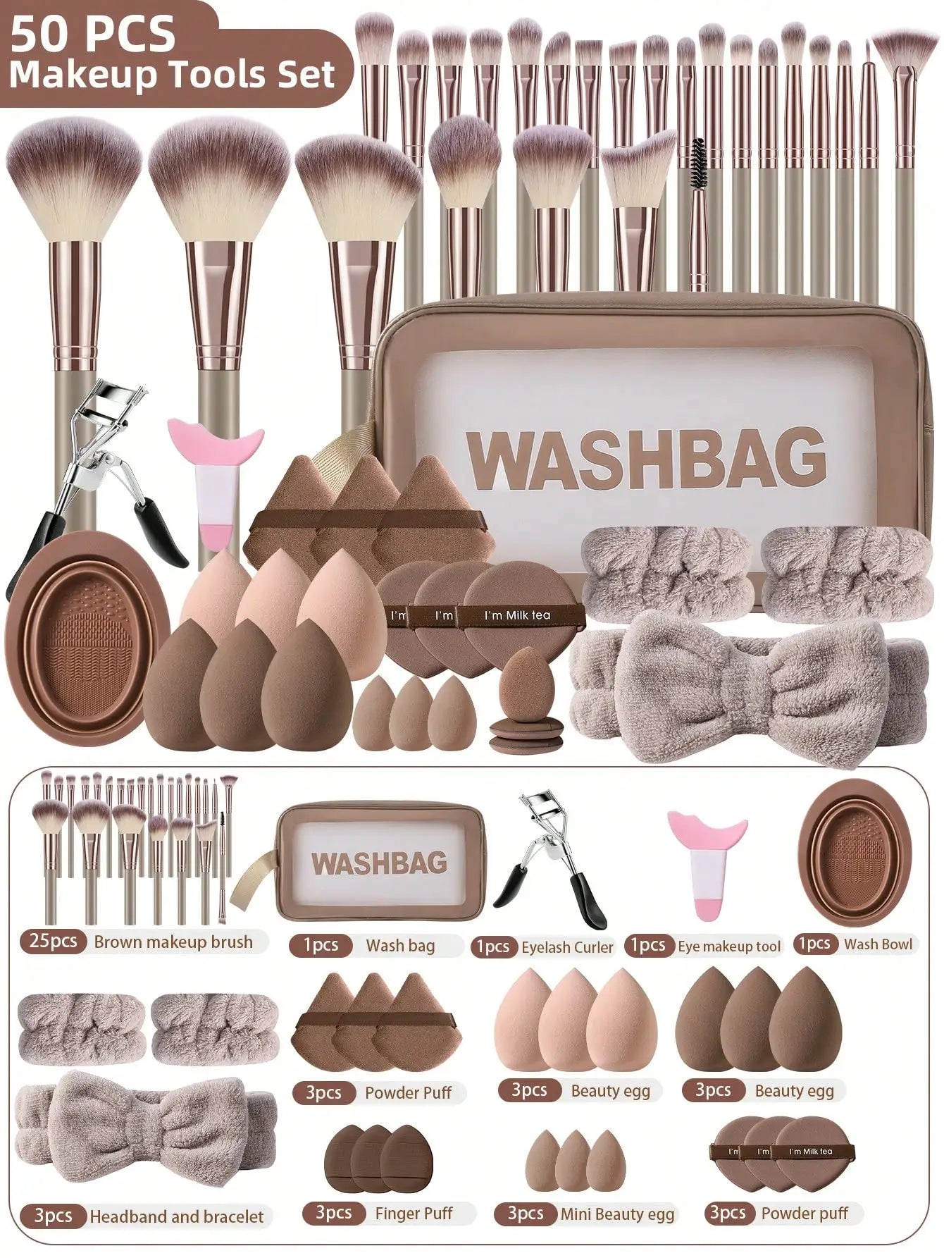50-Piece Makeup Kit with Bag