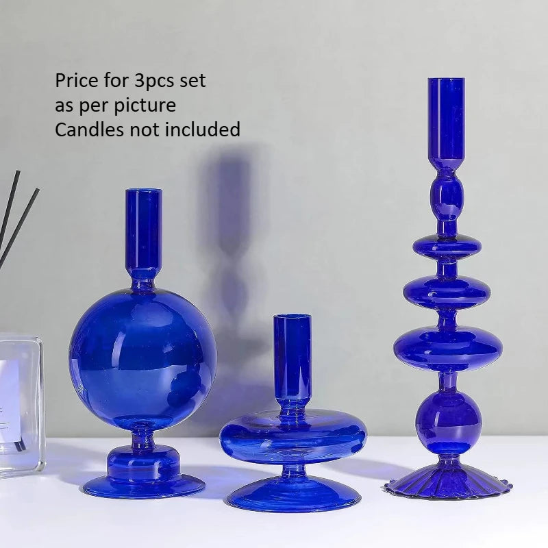 Colored Glass Candle Holders (3-Set)