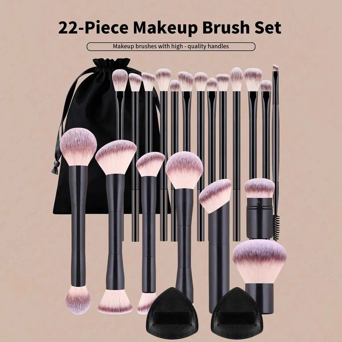 22-Piece Makeup Brush Set with Bag