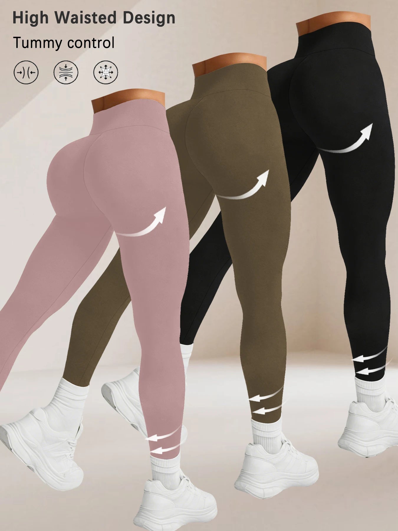 High-Waist Tummy-Control Leggings (3-Pack)
