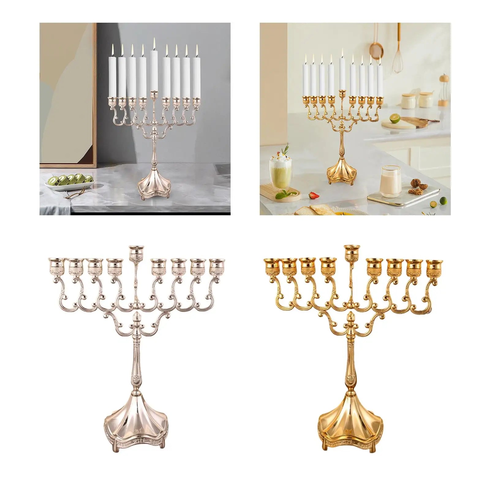 9-Branch Menorah Candle Holder