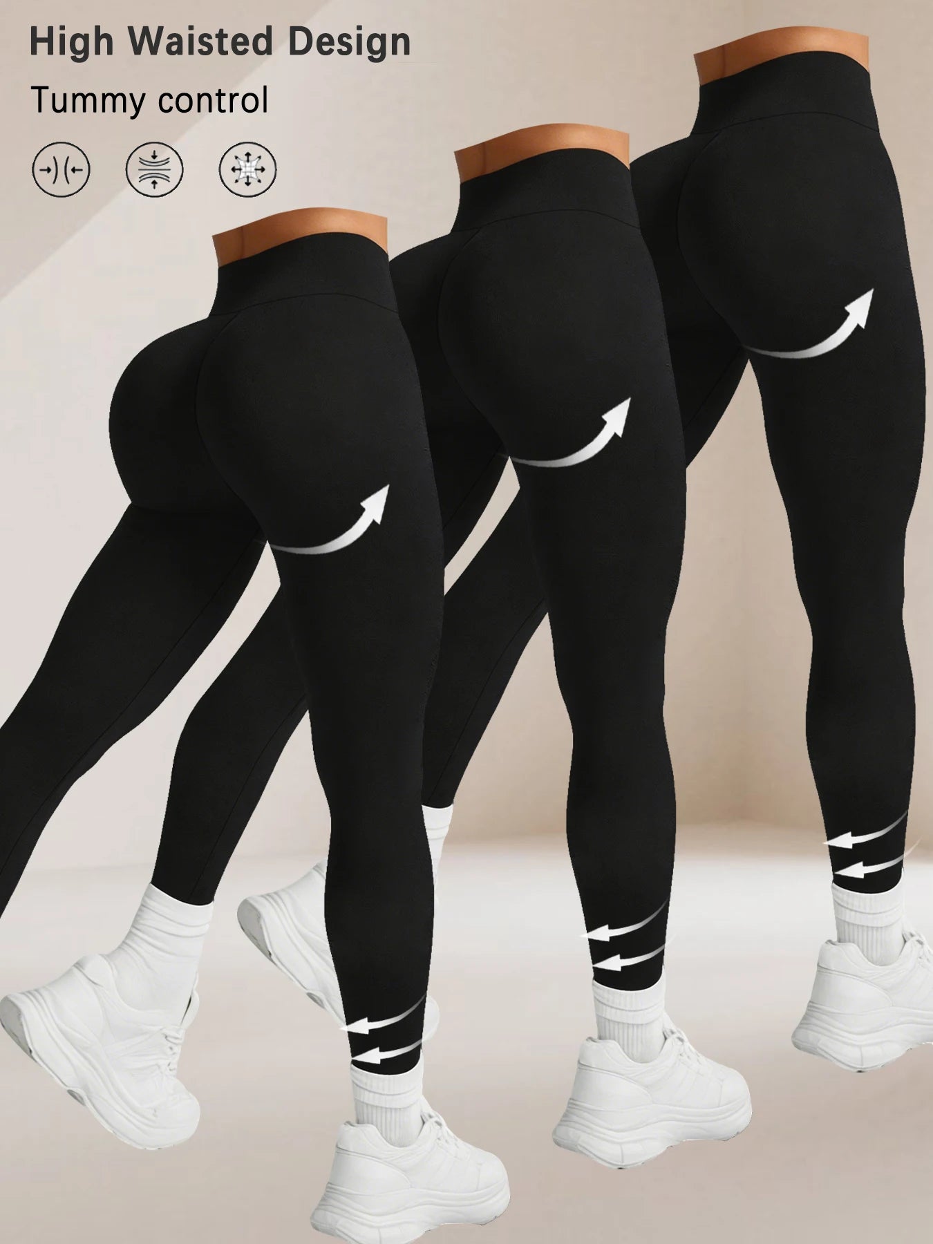 High-Waist Tummy-Control Leggings (3-Pack)