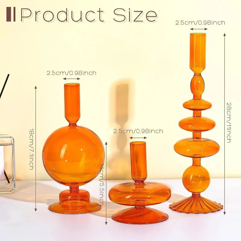 Colored Glass Candle Holders (3-Set)