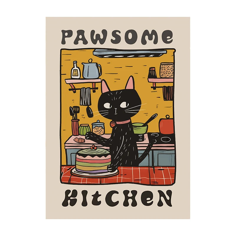 Cat Chef Kitchen Canvas Art