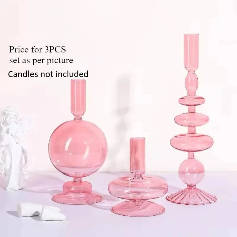 Colored Glass Candle Holders (3-Set)
