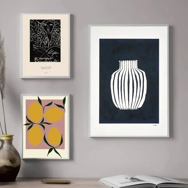 Minimalist Lemon Vase Wall Art