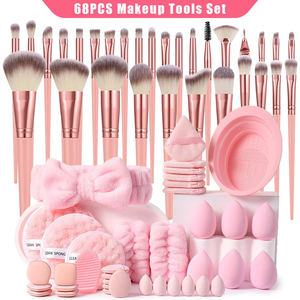 68-Piece Makeup Set with Sponges
