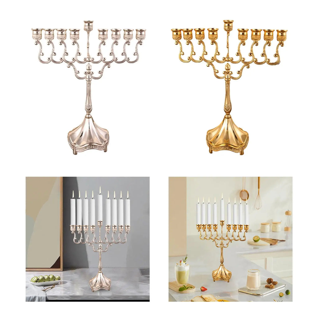 9-Branch Menorah Candle Holder