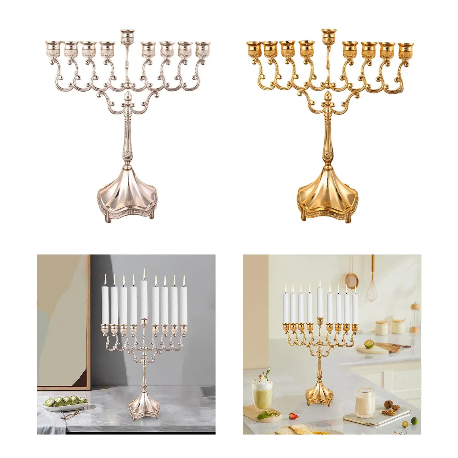 9-Branch Menorah Candle Holder