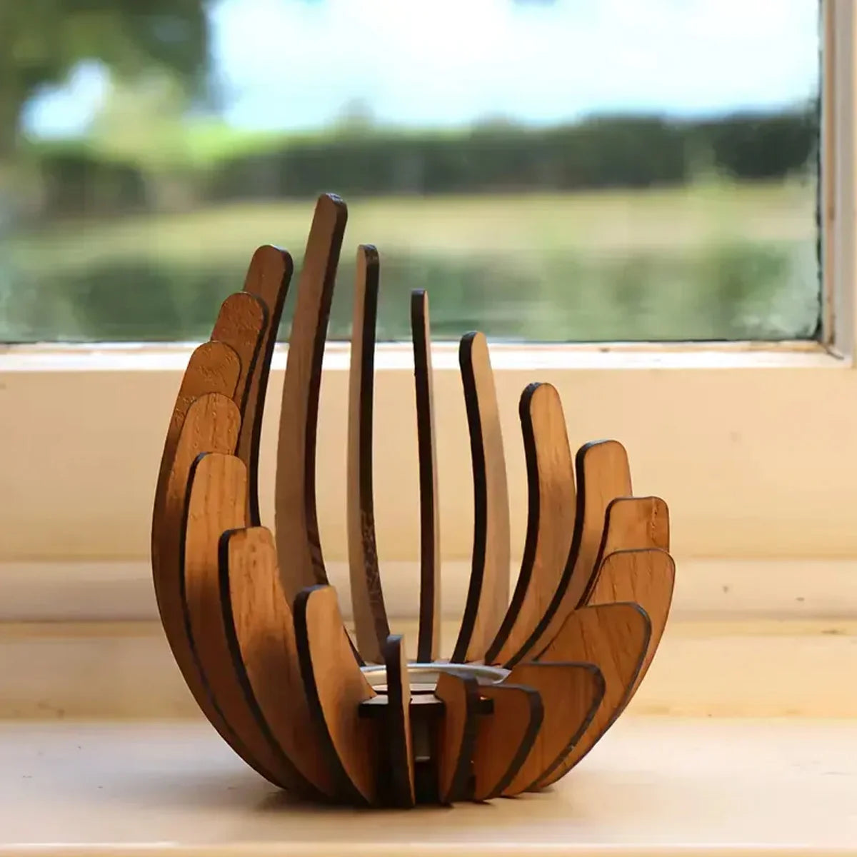 Wooden Lotus Tea Light Holder