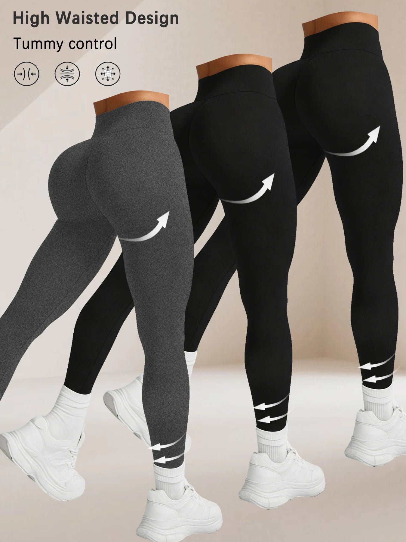 High-Waist Tummy-Control Leggings (3-Pack)