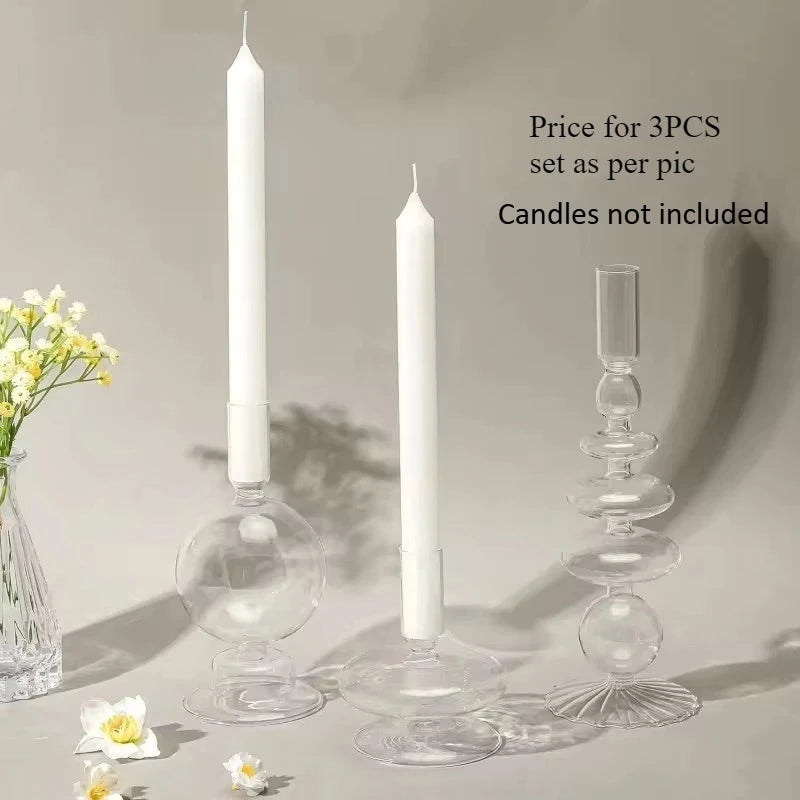 Colored Glass Candle Holders (3-Set)