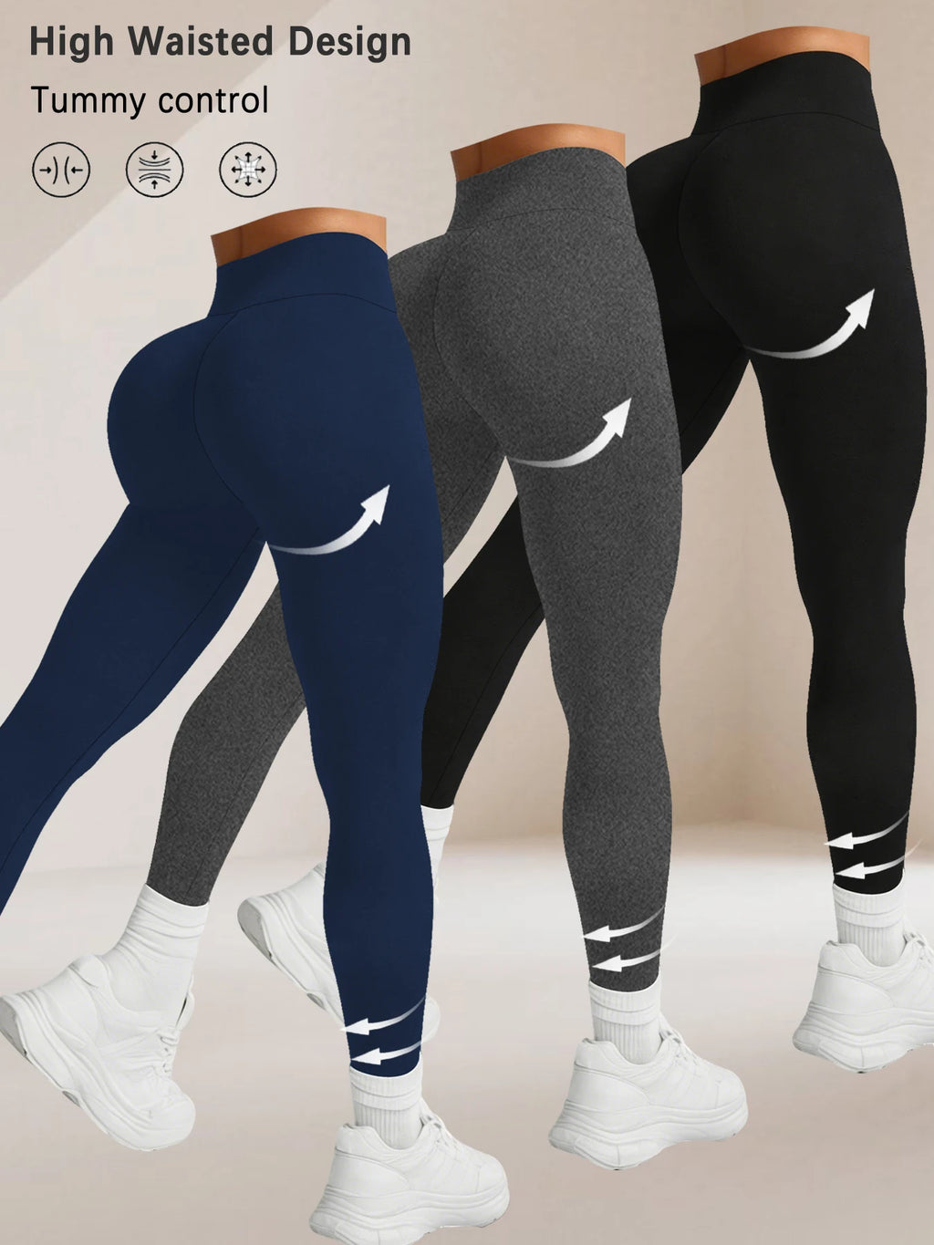 High-Waist Tummy-Control Leggings (3-Pack)