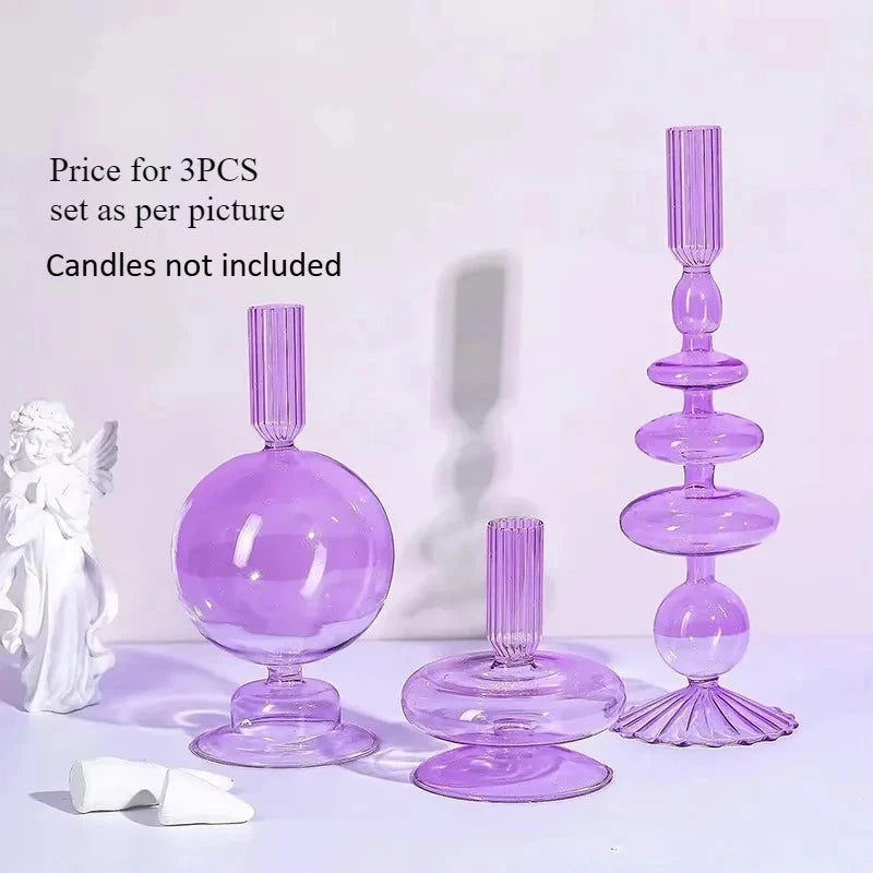 Colored Glass Candle Holders (3-Set)