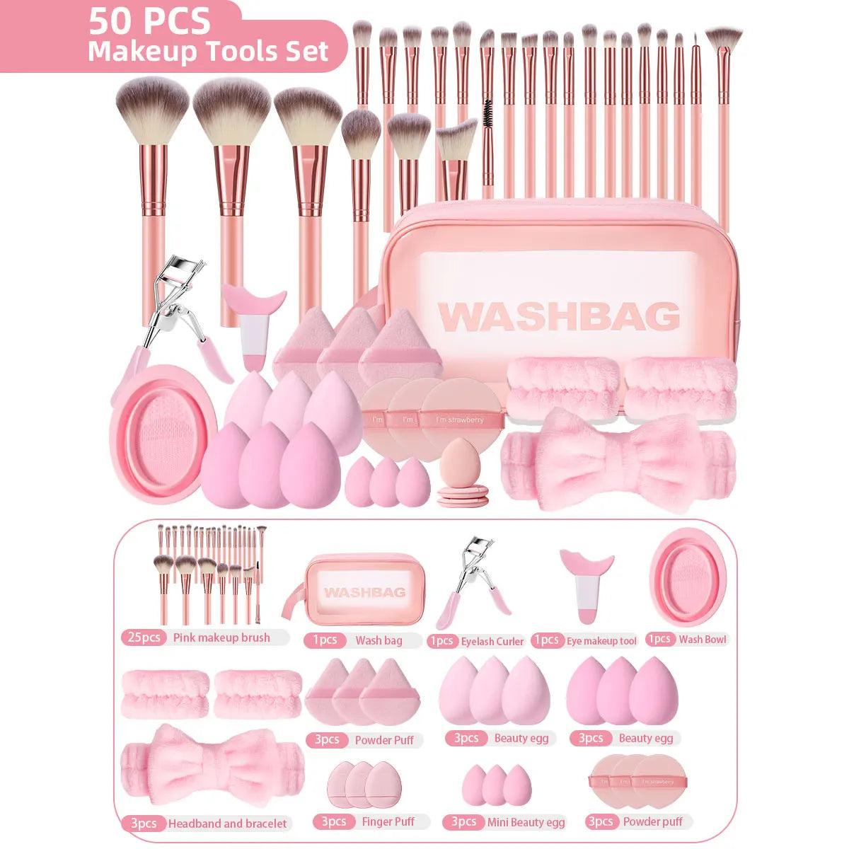 50-Piece Makeup Kit with Bag