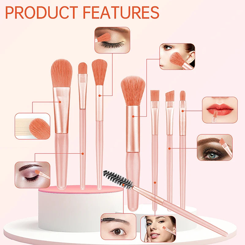 Portable 8-Piece Makeup Brush Set