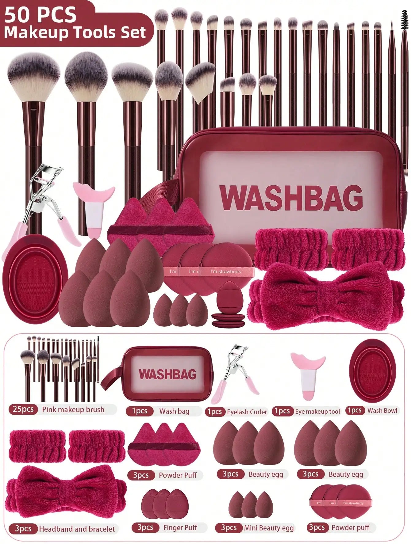 50-Piece Makeup Kit with Bag