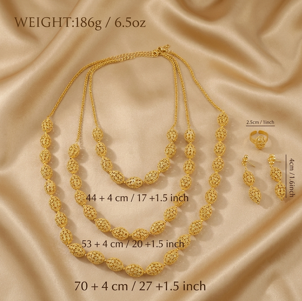 Bridal Necklace, Earrings & Ring Jewelry Set