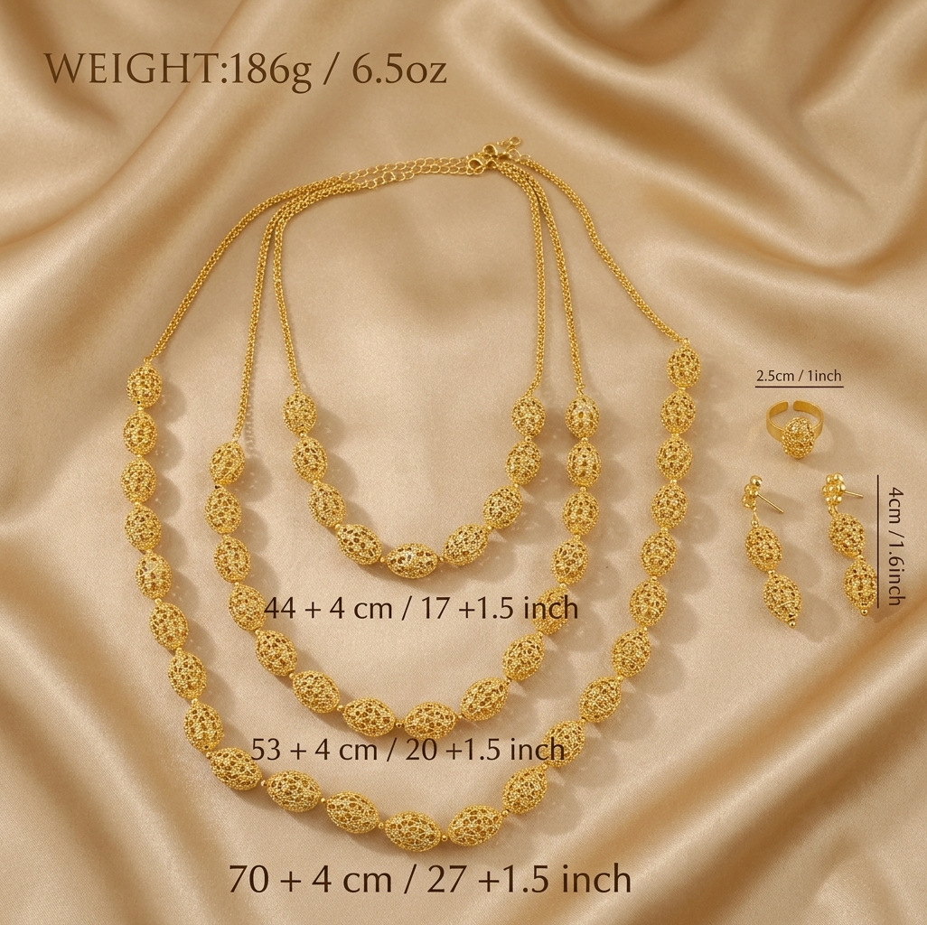 Bridal Necklace, Earrings & Ring Jewelry Set