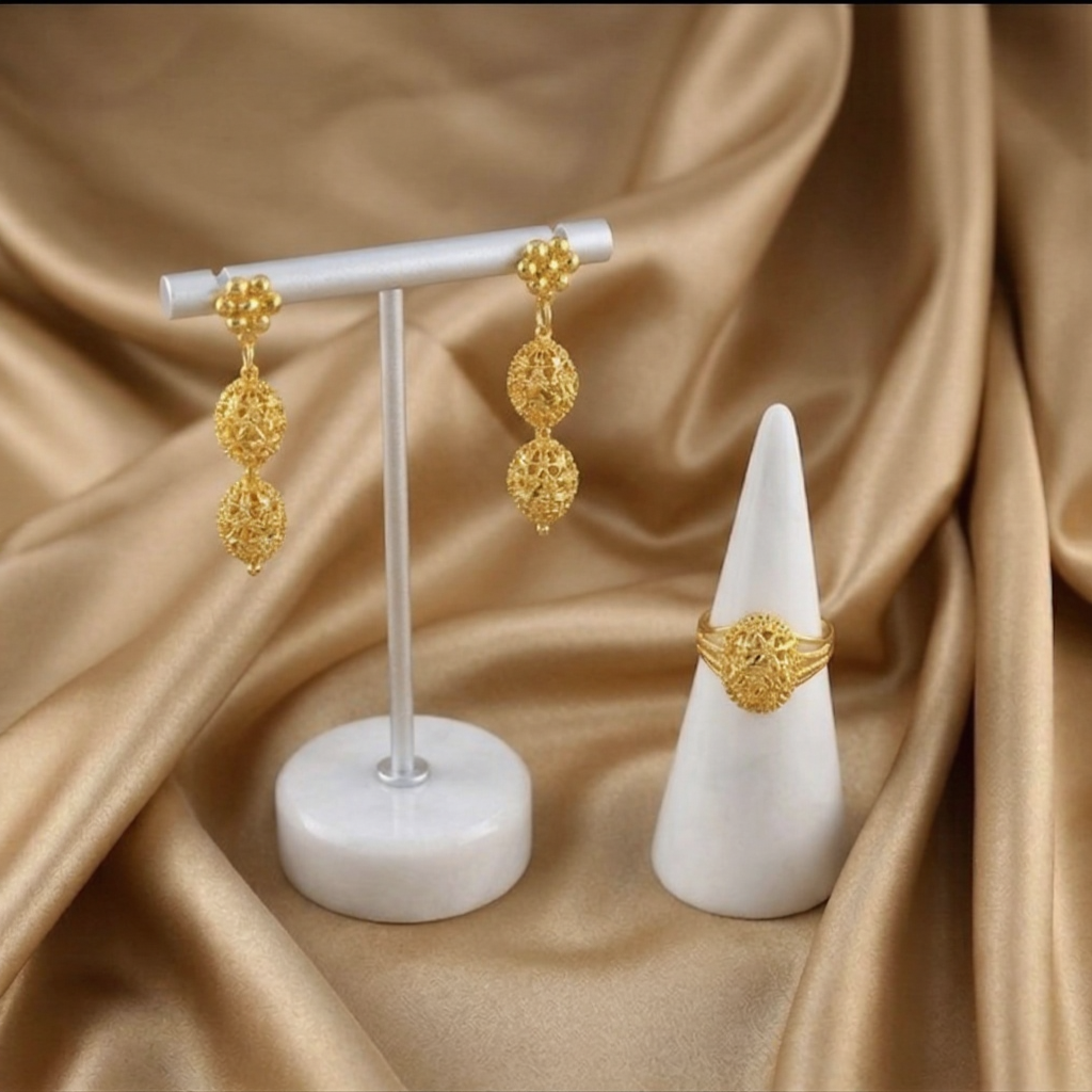 Bridal Necklace, Earrings & Ring Jewelry Set