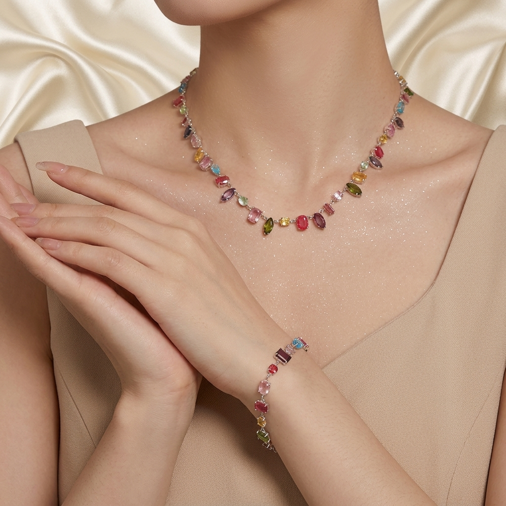 Crystal Clavicle Necklace & Bracelet Set