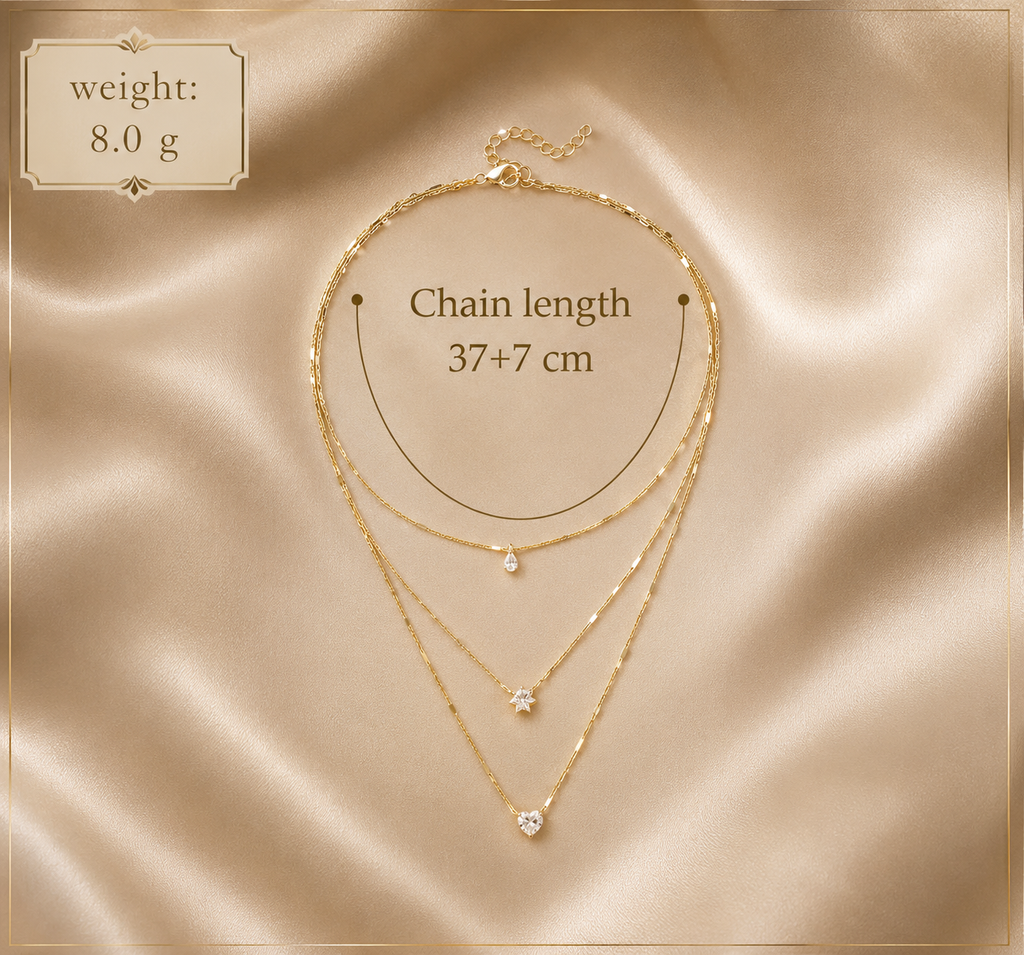 Zircon Pendant Multilayer Choker Necklace