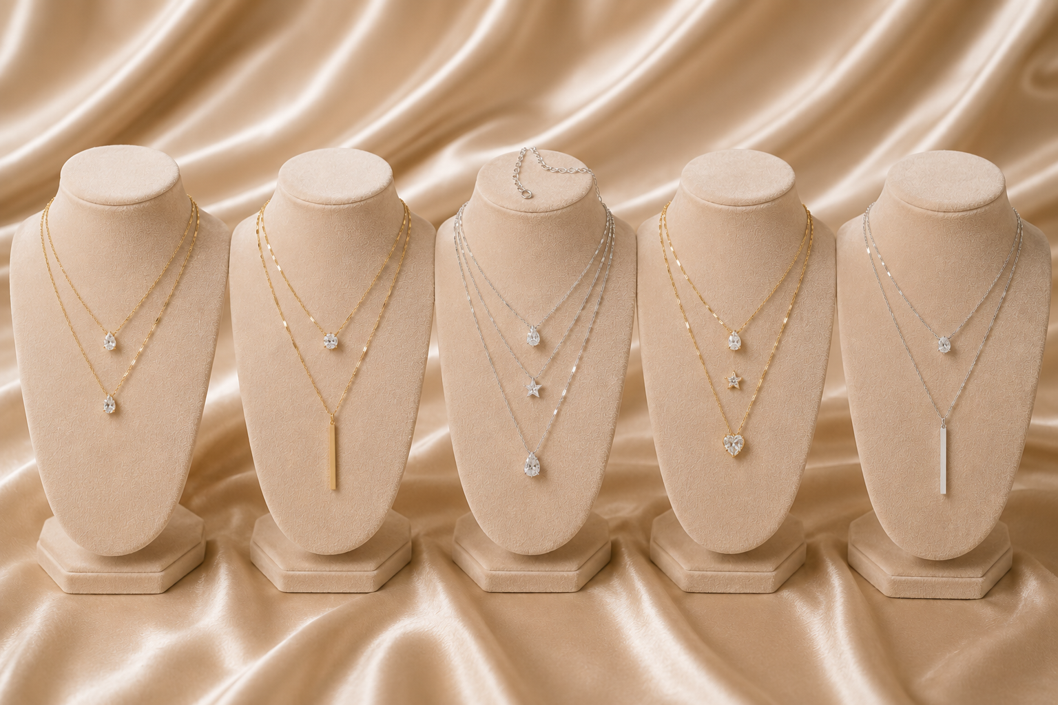 Zircon Pendant Multilayer Choker Necklace