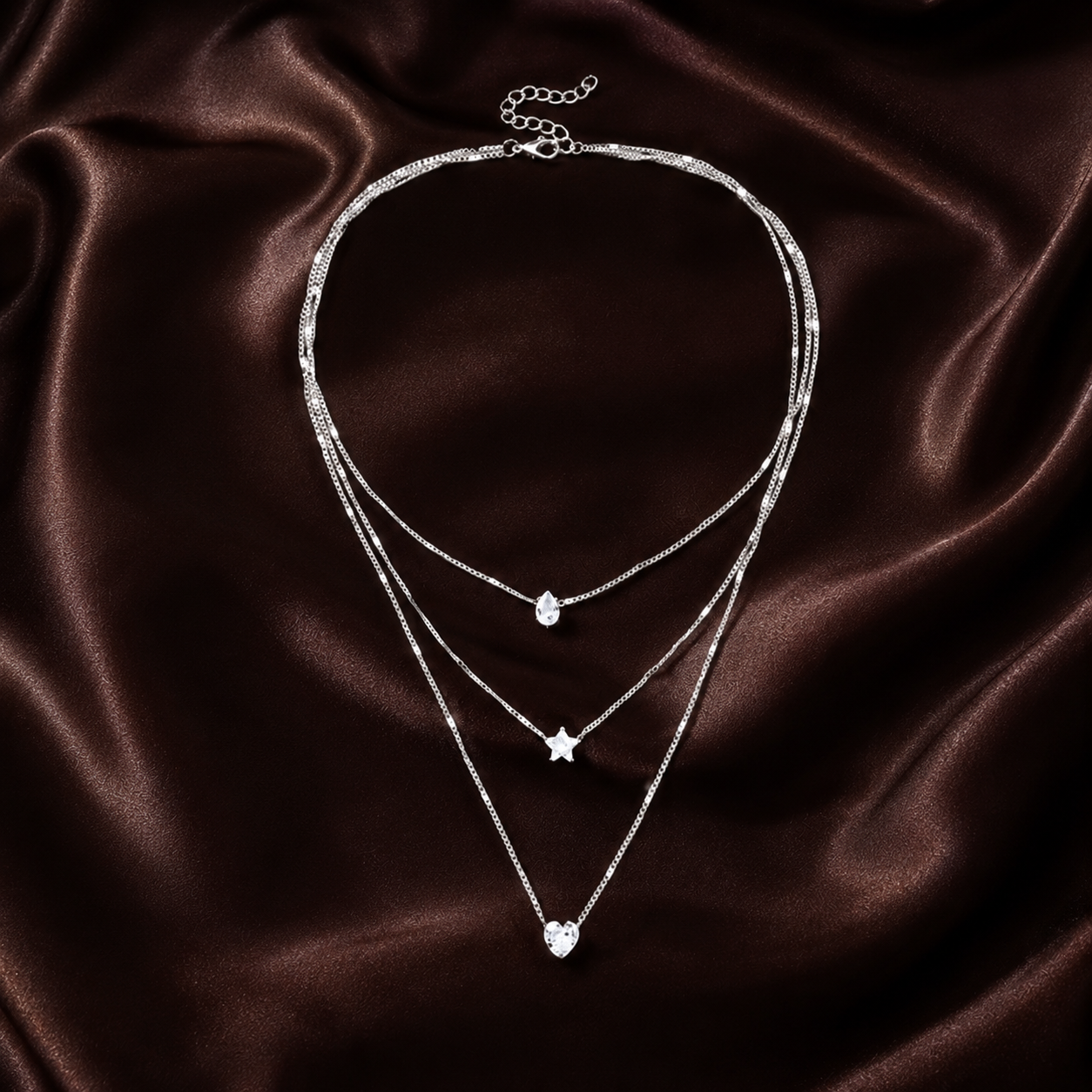 Zircon Pendant Multilayer Choker Necklace