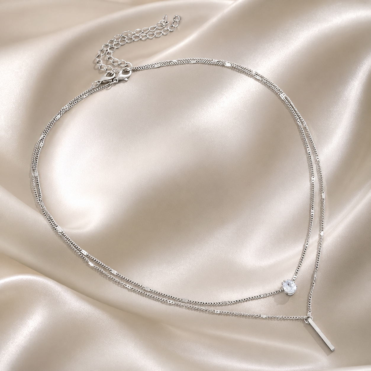 Zircon Pendant Multilayer Choker Necklace