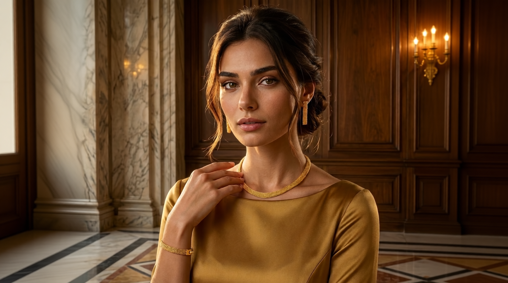 18K Gold-Plated Necklace, Earrings & Bracelet Set