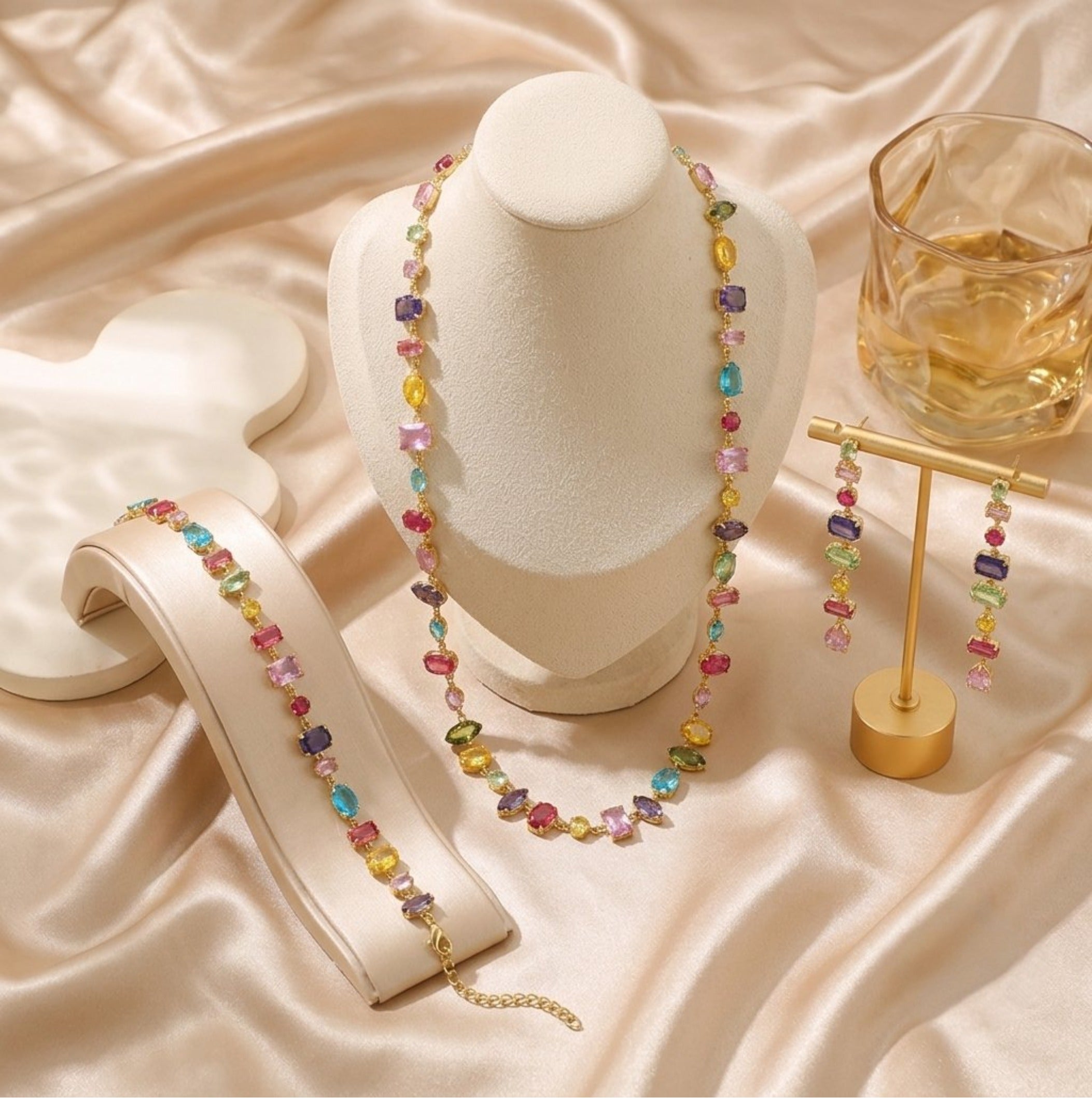 Crystal Clavicle Necklace & Bracelet Set