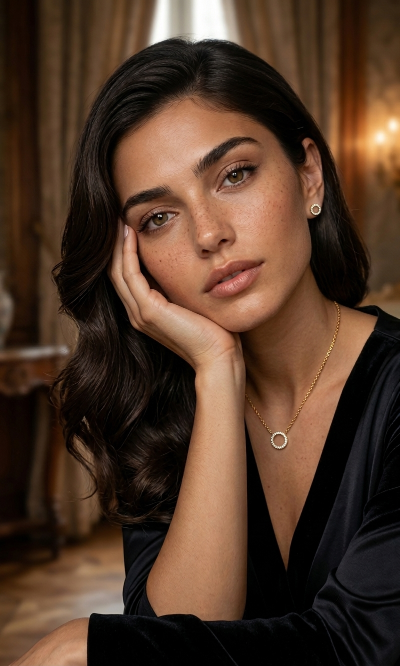 Gold Crystal Circle Pendant Necklace