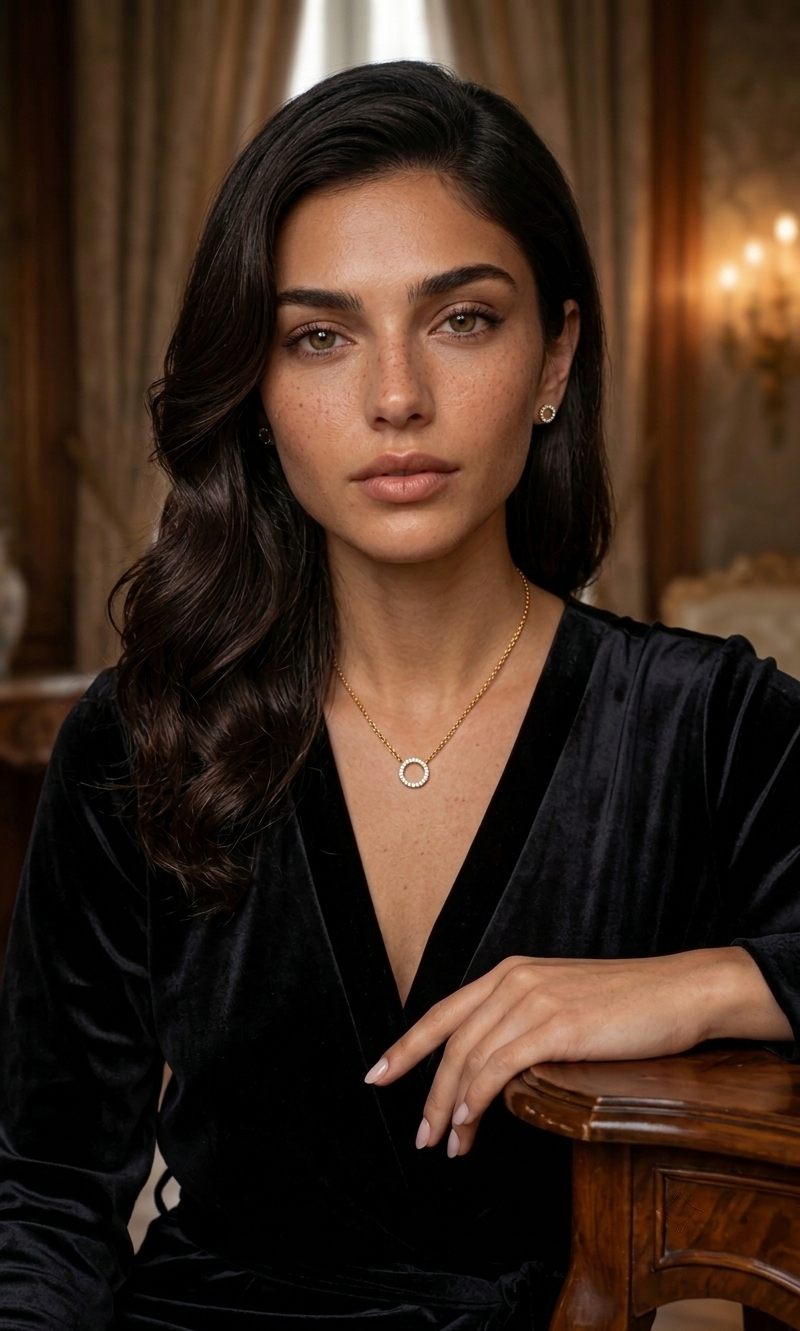 Gold Crystal Circle Pendant Necklace