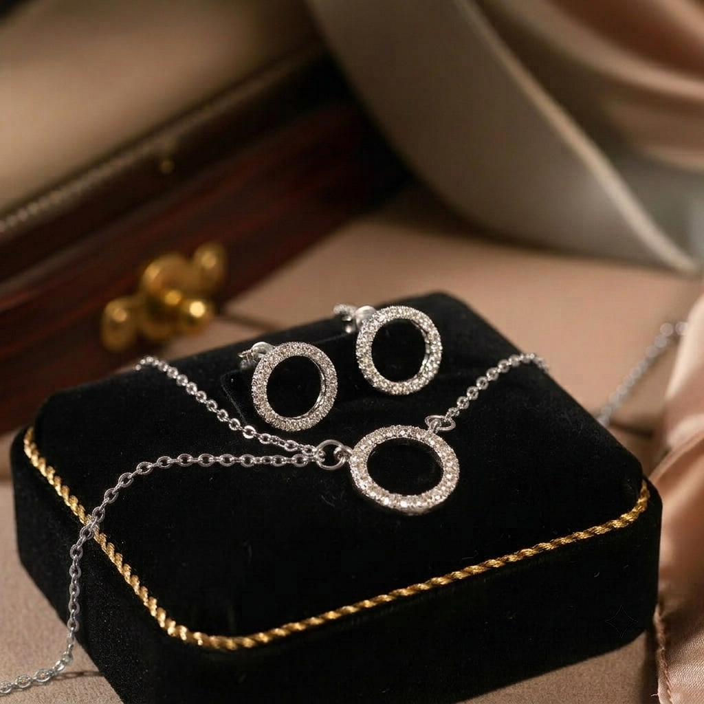 Gold Crystal Circle Pendant Necklace