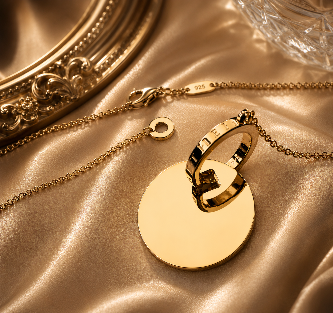 925 Silver Round Necklace & Earring Set