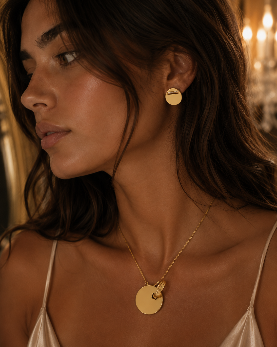 925 Silver Round Necklace & Earring Set