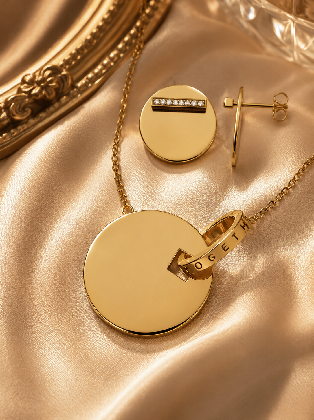 925 Silver Round Necklace & Earring Set